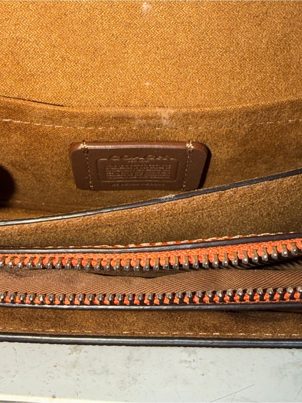 Coach Orange Leather Chain Shoulder Bag with Card Case - Picture 6 of 8